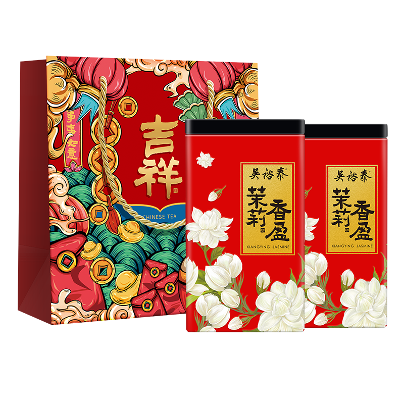 京东百亿补贴:吴裕泰茉莉花茶特种浓香型茶叶 罐装180g2罐香盈+香盈 108.80元包邮