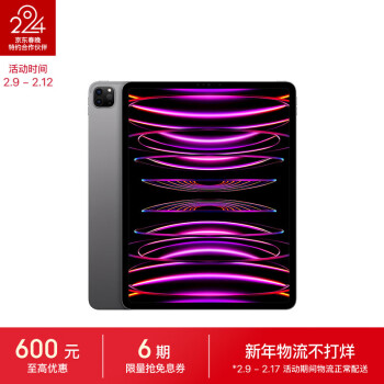 Apple 苹果 iPad Pro12.9英寸(第6代)平板电脑 2022年款(128GWLAN版/M2芯片/MNXP3CH/A)深空灰色