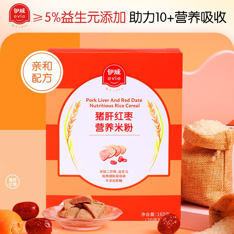 Eastwes 伊威 婴幼儿营养米粉 4段 猪肝红枣味 250g 券后12.07元（36.22元/3件）