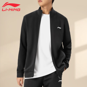 LI-NING 李寧 衛(wèi)衣男秋冬款針織外套開衫立領(lǐng)休閑運(yùn)動(dòng)服長(zhǎng)袖拉鏈跑步戶外上衣