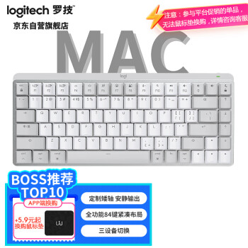 logitech 罗技 适用于Mac的MX 商务低噪无线双模矮轴机械键盘 84键 全尺寸段落茶轴 珍珠白