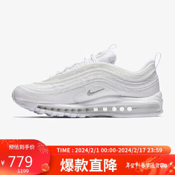 NIKE 耐克 Air Max 97 男子跑鞋 921826-101 白色/狼灰/黑 43