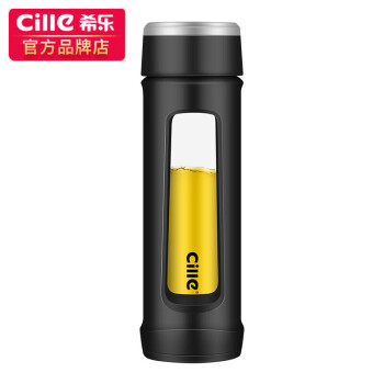 cille 希乐 男士双层过滤玻璃杯 500ML 黑色 DS-032