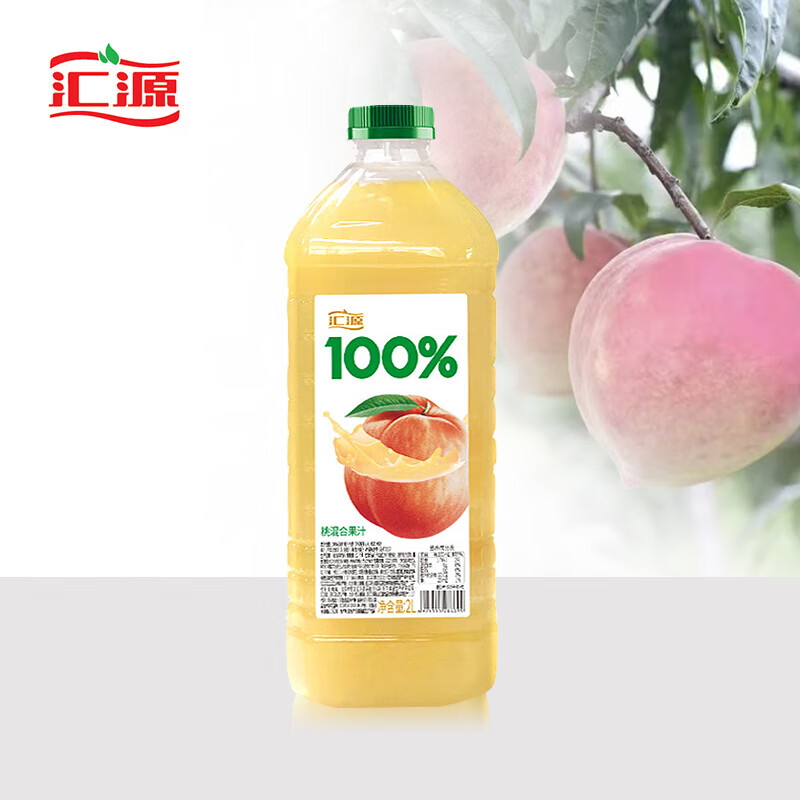汇源 100%桃混合果汁2000ml*1瓶2L尝鲜装家庭分享装年货量贩 14.9元