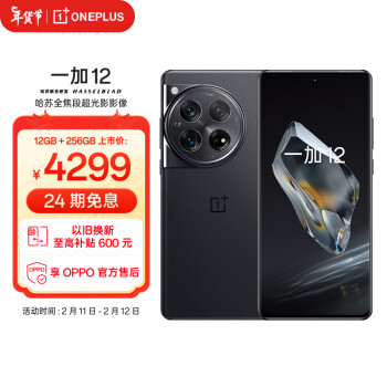 OnePlus 一加 12 5G手机 12GB+256GB 岩黑 骁龙8Gen