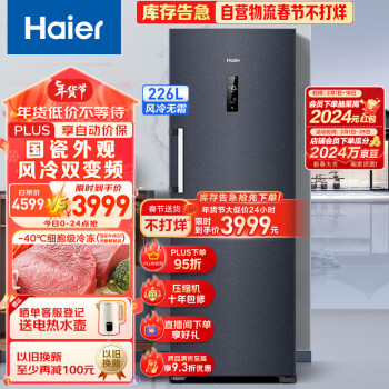 Haier 海尔 国瓷系列 BD-226WGHEC 冰柜 226L 暗墨澜