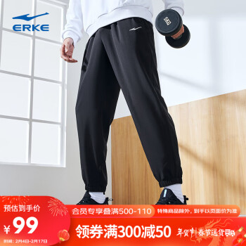 ERKE 鸿星尔克 休闲裤男2024春季束口户外综训运动裤长裤51224002012 XL
