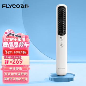 FLYCO 飞科 无线直发梳 直发器美发护发梳子充电式直板夹便携懒人梳头发拉直神器生日礼物女FH6815