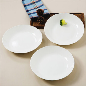 SKYTOP 斯凯绨 陶瓷盘子骨瓷餐具菜盘纯白8英寸深盘4件套装