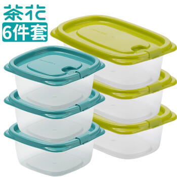 CHAHUA 茶花 冰箱保鲜盒 饭盒塑料饺子冷冻盒密封盒便当盒收纳盒套装6件套