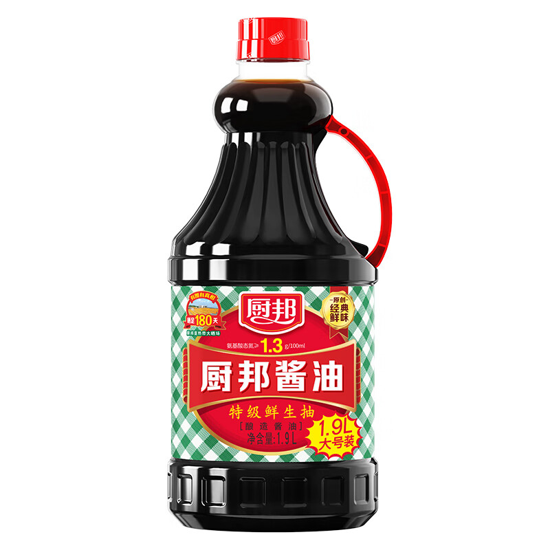 厨邦 传统酿造酱油 1.9L 21.90元包邮