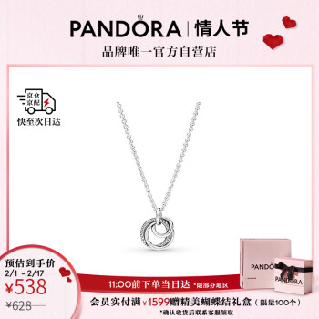 PANDORA 潘多拉 [情人节礼物]亲情永恒吊坠项链颈饰925银女款小众感生日礼物送女友