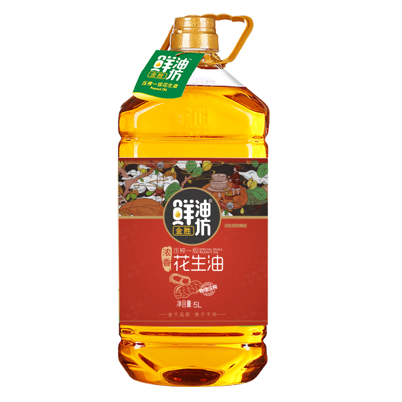 金胜鲜油坊 食用油 浓香压榨一级花生油5L 89.90元