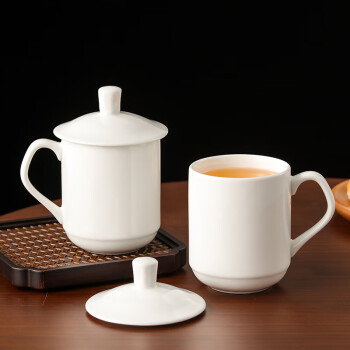 移动端：JIEYAJIE 洁雅杰 陶瓷茶杯 带盖水杯子(350ml)