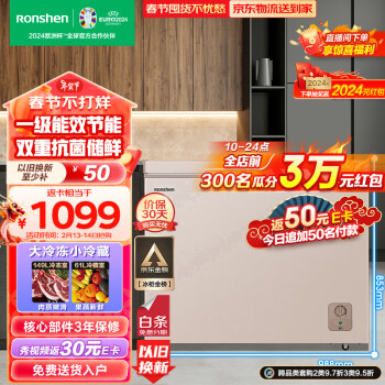 Ronshen 容声 210升大容量冰柜 卧式厨房冰箱BCD-210MSA