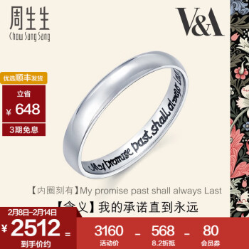 周生生 旗舰 V&A 博物馆系列 38093R 中性古英语Pt950铂金戒指 14号