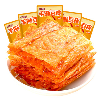 盐津铺子 手撕豆皮香脆豆皮辣片辣味儿 手撕豆皮 117g约10包