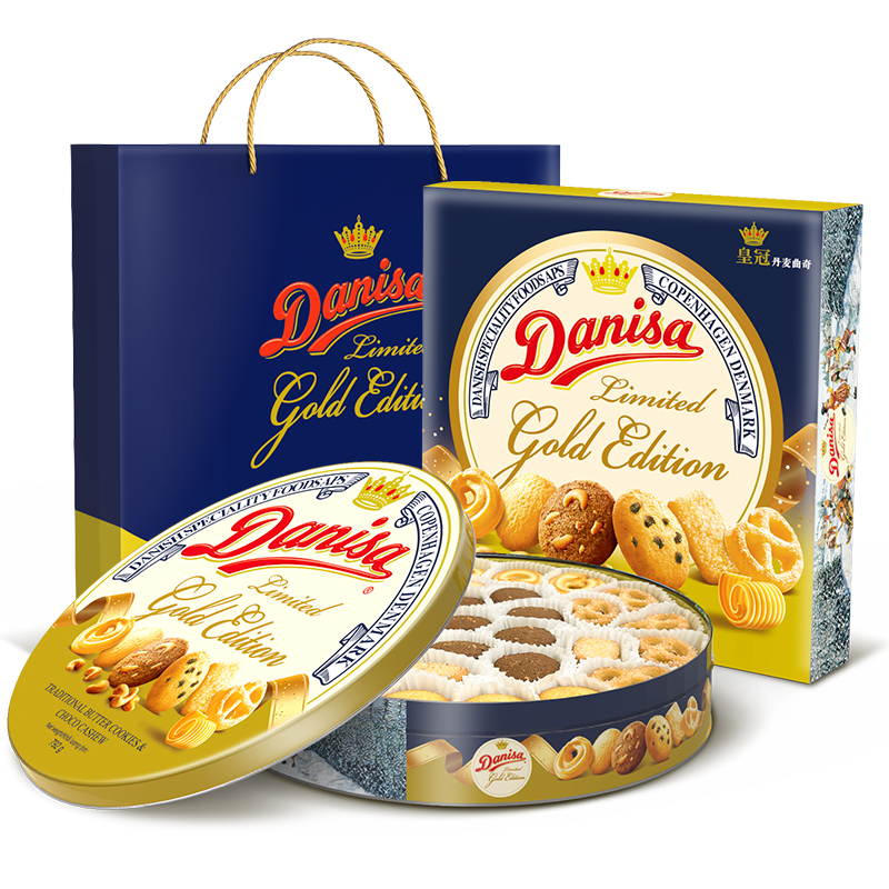 皇冠（danisa）丹麦曲奇饼干金色礼盒792g 零食早餐蛋糕 送礼团购 印尼进口 89.00元包邮