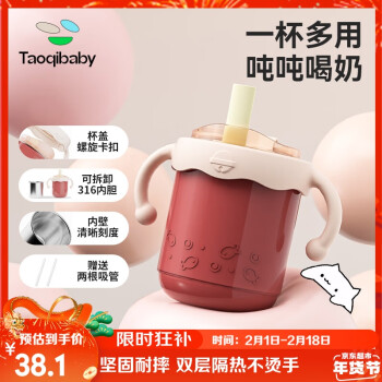 taoqibaby 淘气宝贝 TQ1081-2 儿童吸管杯 300ml 红喵喵