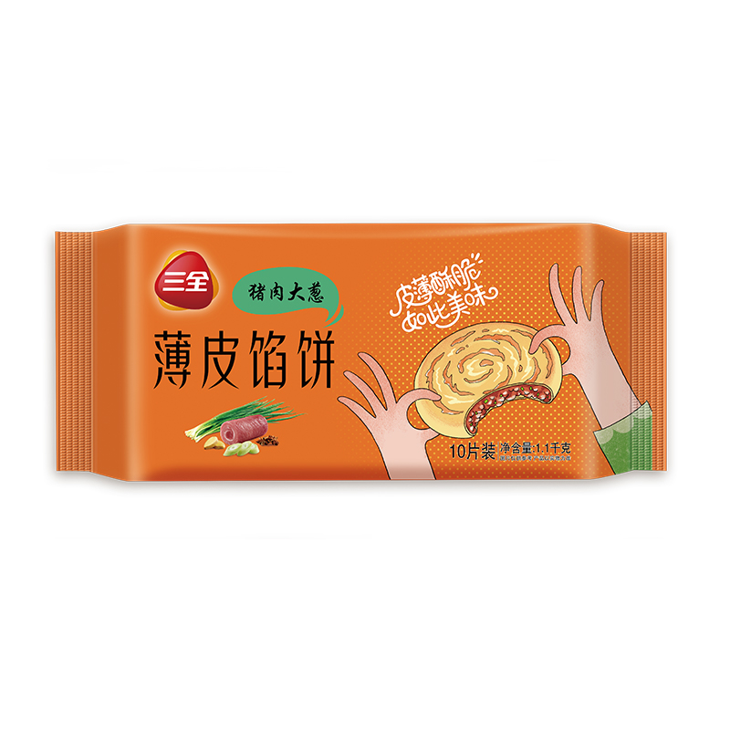 三全 薄皮馅饼 猪肉大葱口味 10片 1.1kg 9.37元