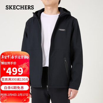 SKECHERS 斯凯奇 秋冬男子舒适运动梭织连帽外套户外休闲上衣保暖薄绒夹克P423M024