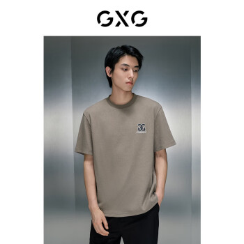 GXG 男装双色潮流圆领短袖T恤2023年夏季 棕色 175/L
