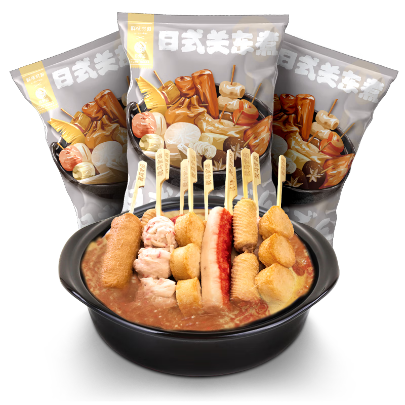 京東百億補貼：鮮味時刻【4件起售】關東煮458g 原味清湯 10串 398g+60g料包 17.00元包郵