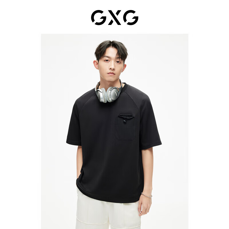 GXG 男装中性系列短袖T恤2023年夏季 黑色 175/L 78.88元
