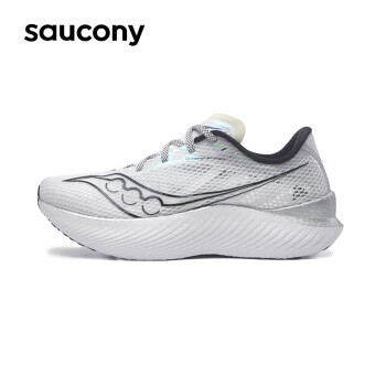 saucony 索康尼 啡鹏3女跑步鞋专业缓震竞速跑鞋碳板运动鞋白黑37.5