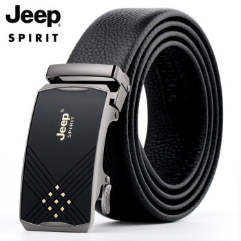 JEEP SPIRIT JEEP吉普皮带男士自动扣双面头层牛皮商务裤腰带 礼盒套装男式中青年百搭简约休闲时尚裤带 BT0423黑色 均码