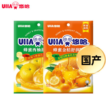 UHA 悠哈 国产 蜂蜜金桔+西柚舒润糖 103g*2