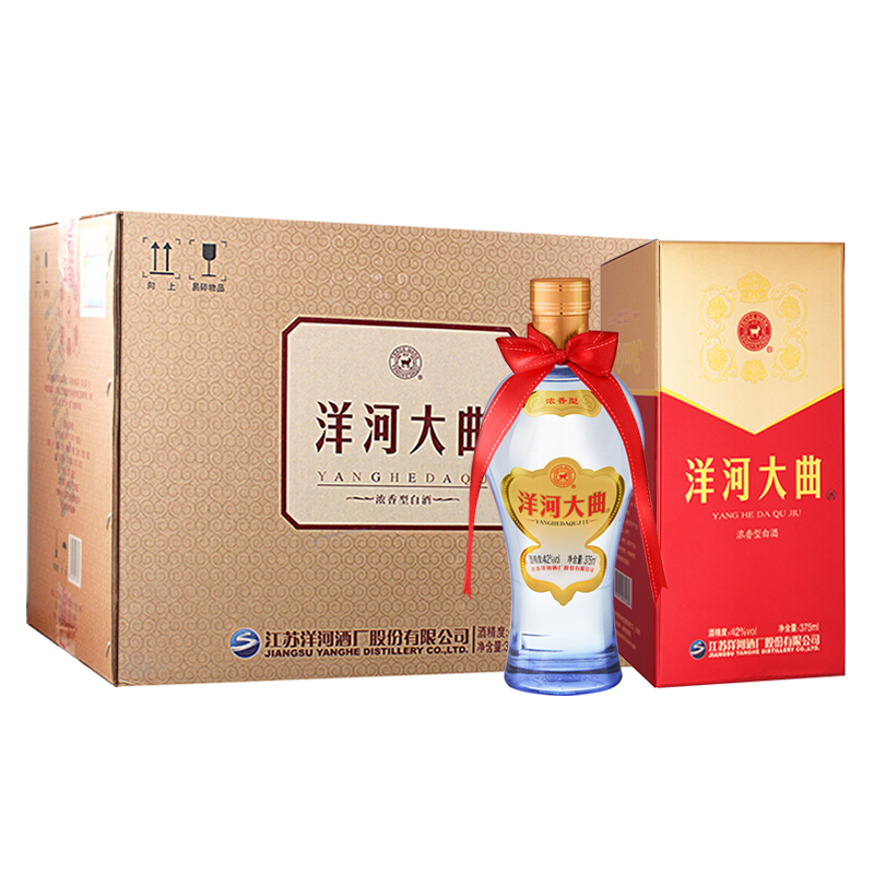 限移动端、京东百亿补贴：YANGHE 洋河 大曲 新天蓝 绵柔浓香型白酒 42度 375mL 6瓶 整箱装 135.13元