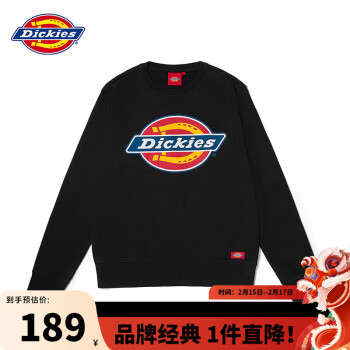 Dickies 帝客 男女款圓領衛(wèi)衣 DK007059 黑色 XL