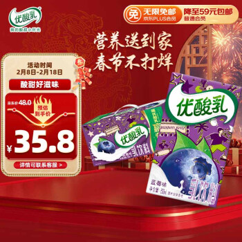 yili 伊利 优酸乳蓝莓味250ml*24盒/箱 乳饮早餐伴侣 年货礼盒装