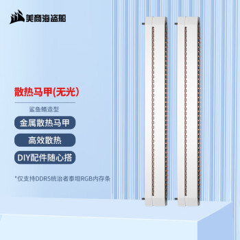 美商海盗船 统治者泰坦 RGB 内存条 外观配件 马甲散热片(x2) 金属鳍片 白色 鲨鱼鳍