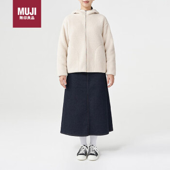 MUJI 無印良品 无印良品（MUJI）女式 长毛抓绒 连帽衫  浅米色 女式XL