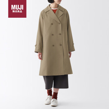 MUJI 無印良品 无印良品（MUJI）不易沾水 双排扣大衣 米色 XL