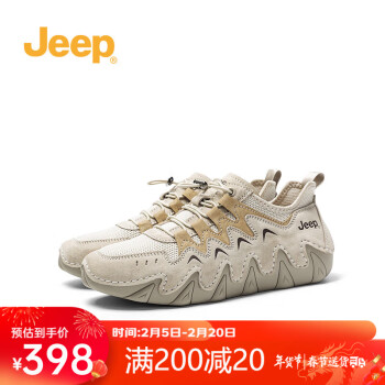 Jeep 吉普 女鞋德训阿甘鞋春季透气轻便百搭网面运动鞋女 沙色 36