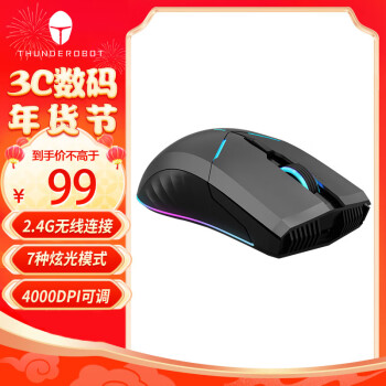 ThundeRobot 雷神 ML701 2.4G THUNDERSPEED 无线鼠标 4000DPI 黑色