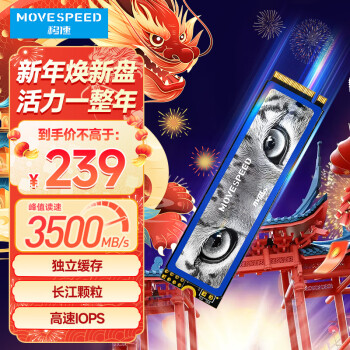 MOVE SPEED 移速 512GB SSD固态硬盘 M.2接口(NVMe协议) 长江存储晶圆 独立缓存-美洲豹Pro