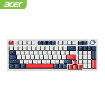 acer 宏碁 机械键盘 有线/无线/蓝牙三模键盘 type-c充电 游戏办公 电脑/手机/ipad键盘 白蓝红轴 OKB970
