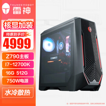 ThundeRobot 雷神 黑武士 烛龙 游戏台式电脑电竞主机(12代i7-12700K 16G 512G 水冷 Z790 750W)