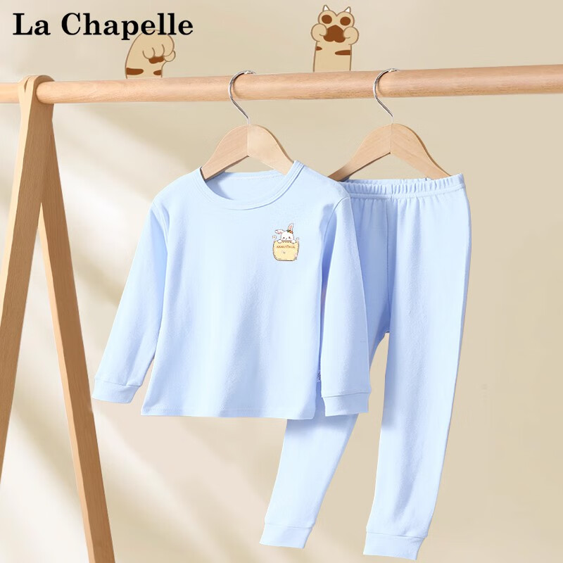 LA CHAPELLE MINI LA CHAPELLE MI秋衣秋裤男童宝打底衫睡衣 浅蓝色口袋兔 90 券后37.9元