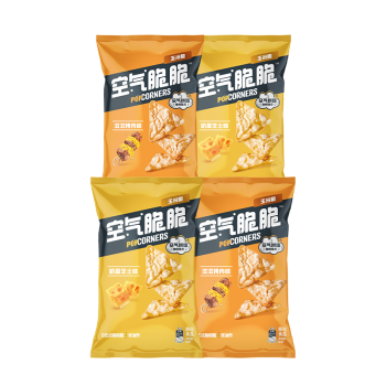 POPCORNERS 哔啵脆 空气脆脆玉米片 奶香芝士60g*2+滋滋烤肉60g*2包 零食大礼包