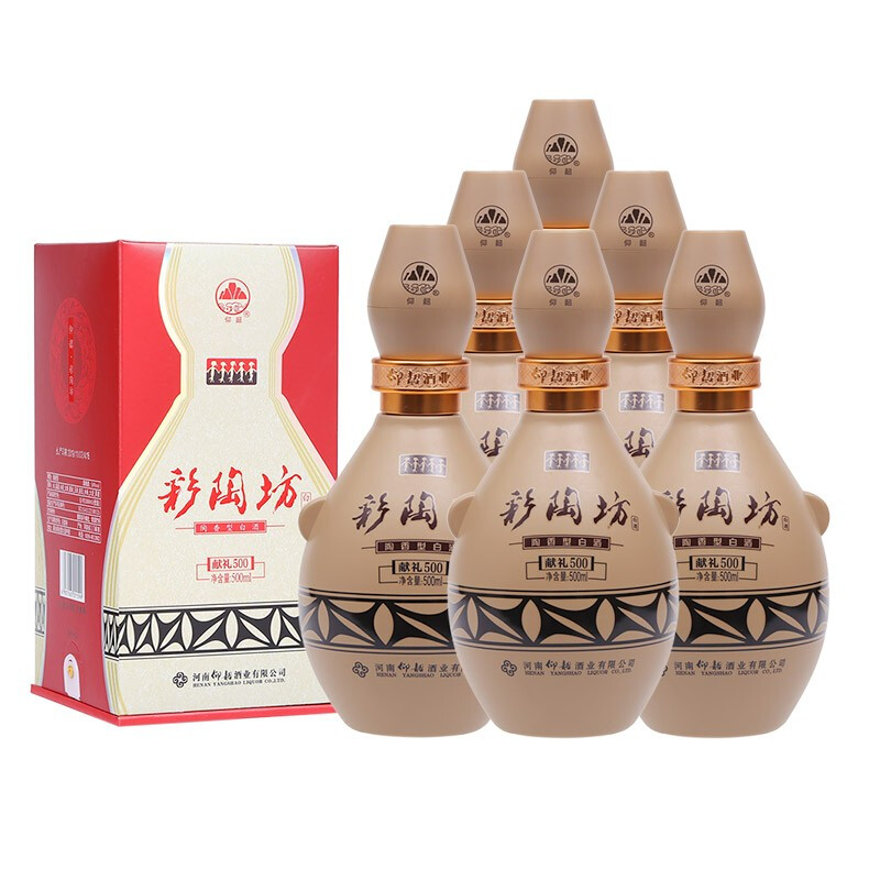 仰韶 彩陶坊 献礼500 白酒 50度 500ml*6瓶 整箱装 年货送礼纯粮口粮酒 379.32元