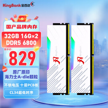 KINGBANK 金百达 刃系列 DDR5 6800MHz RGB 台式机内存 灯条 白色 32GB 16GBx2