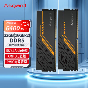 Asgard 阿斯加特 32GB(16Gx2)套装 DDR5 6400 台式机内存条 金伦加&TUF 海力士A-die