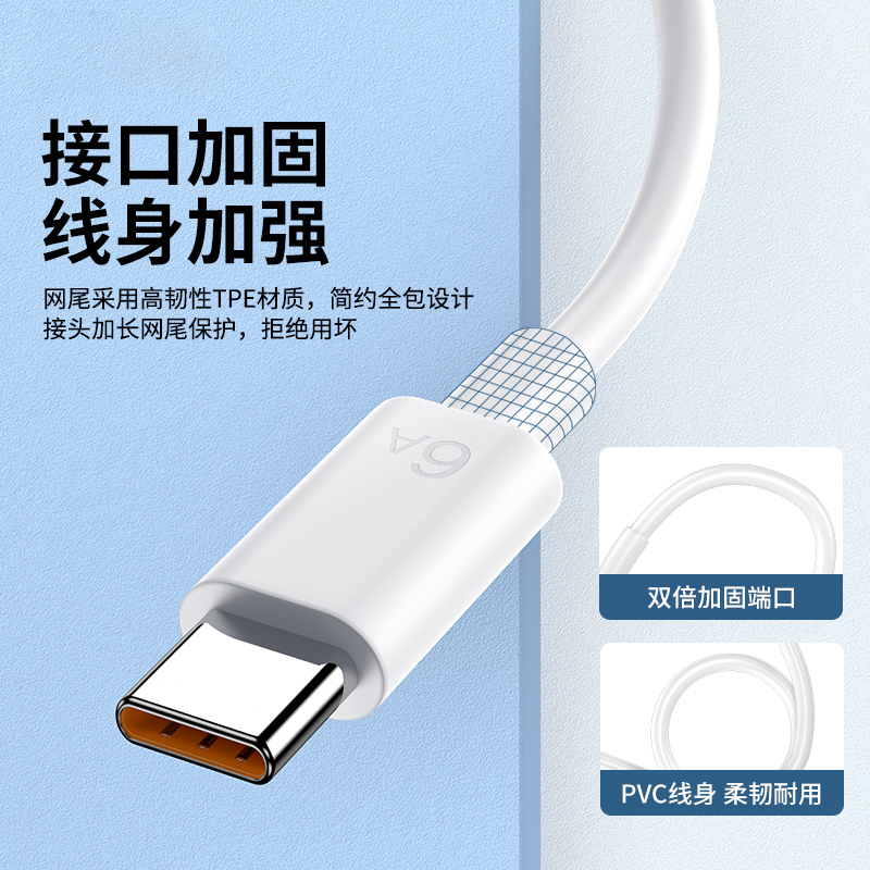 洛斯达 66W 6A Type-c 数据线 1.5m 20.4元