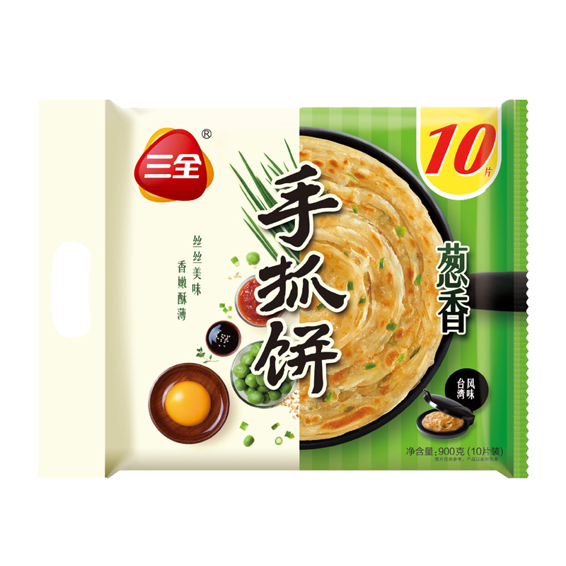plus会员：三全 葱香手抓饼 台湾风味 900g*10件+凑单 81.81元包邮、折主商品7.29元每件