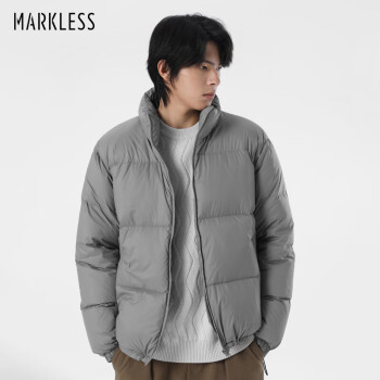 Markless 羽绒服男冬季90鹅绒保暖外套男士连帽男装 YRB3306M灰色L